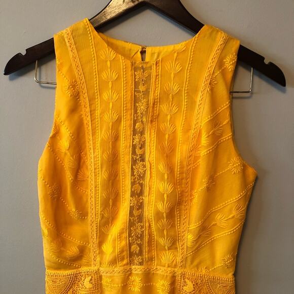 The Jetset Diaries NWT yellow folk embroidered dress - Picture 3 of 7